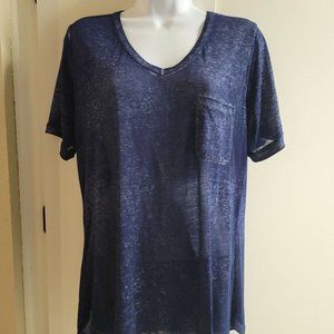 Sheer Blue Distressed T-Shirt Olive & Oak Size Medium Pocket Tee